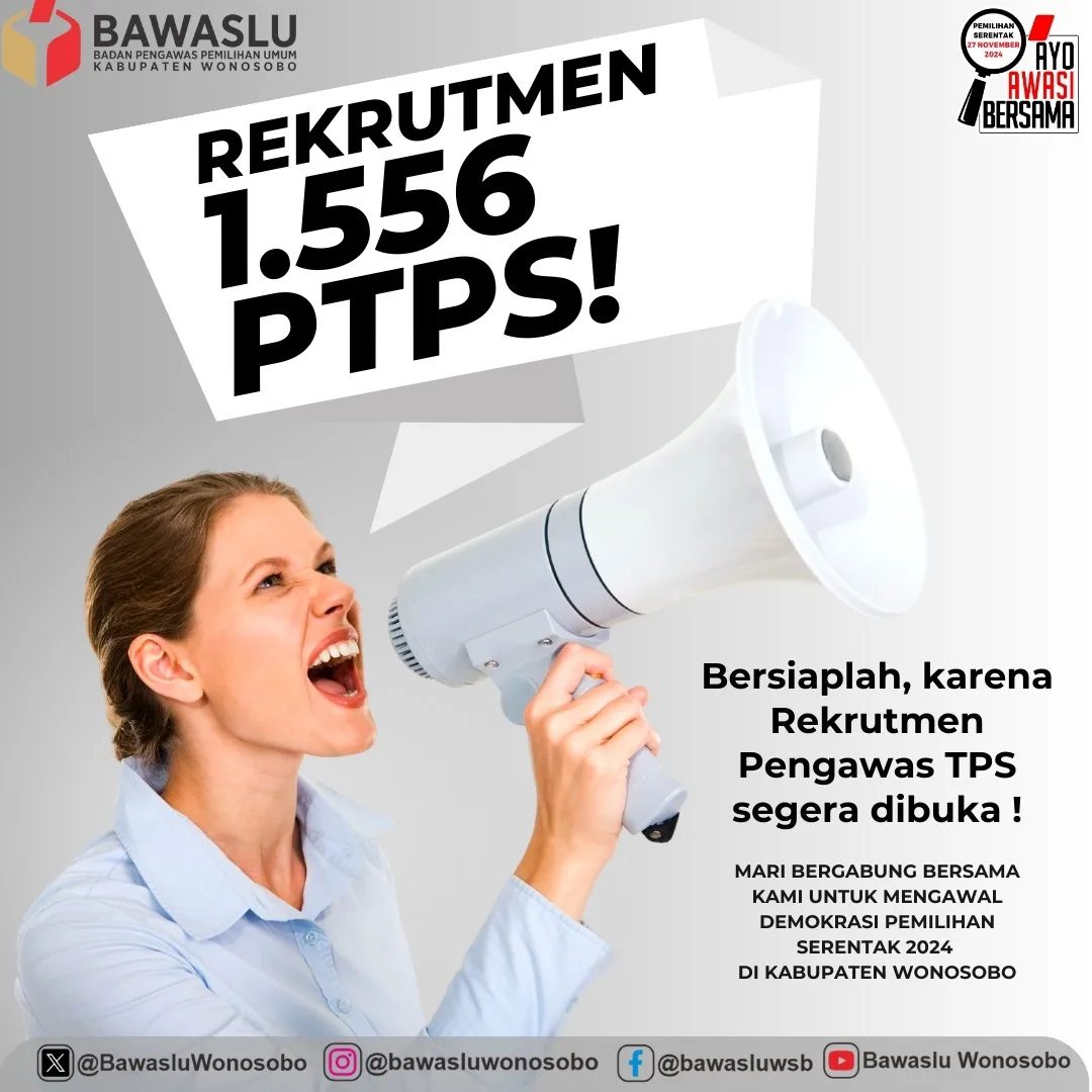 Bawaslu Kabupaten Wonosobo Buka Rekrutmen Pengawas TPS untuk Pilkada 2024