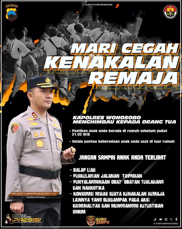 Kapolres Wonosobo Imbau Orangtua untuk Mencegah Kenakalan Remaja