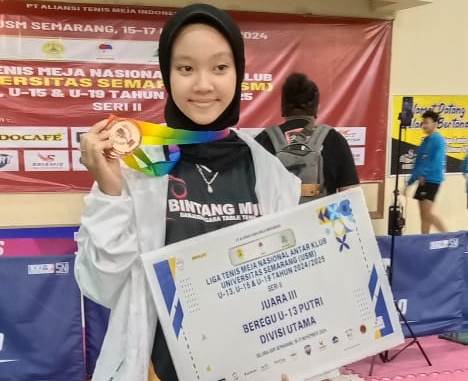 Kalila Amira Rifda Raih Juara III di Liga Tenis Meja Nasional Divisi Utama Serie II