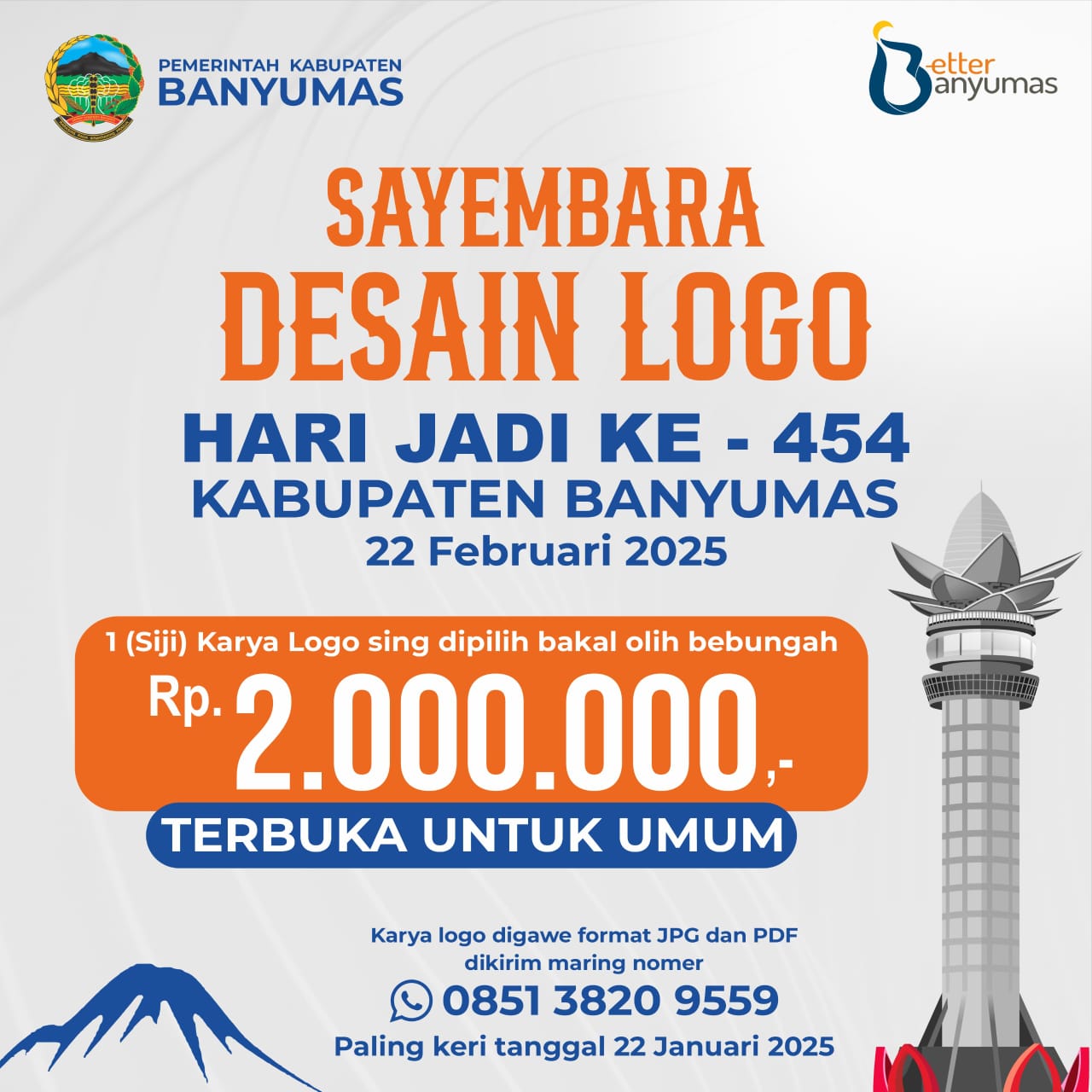 Pemkab Banyumas Gelar Lomba Desain Logo Hari Jadi ke-454 Bertema “Gotong Royong Bebarengan Mbangun Banyumas”