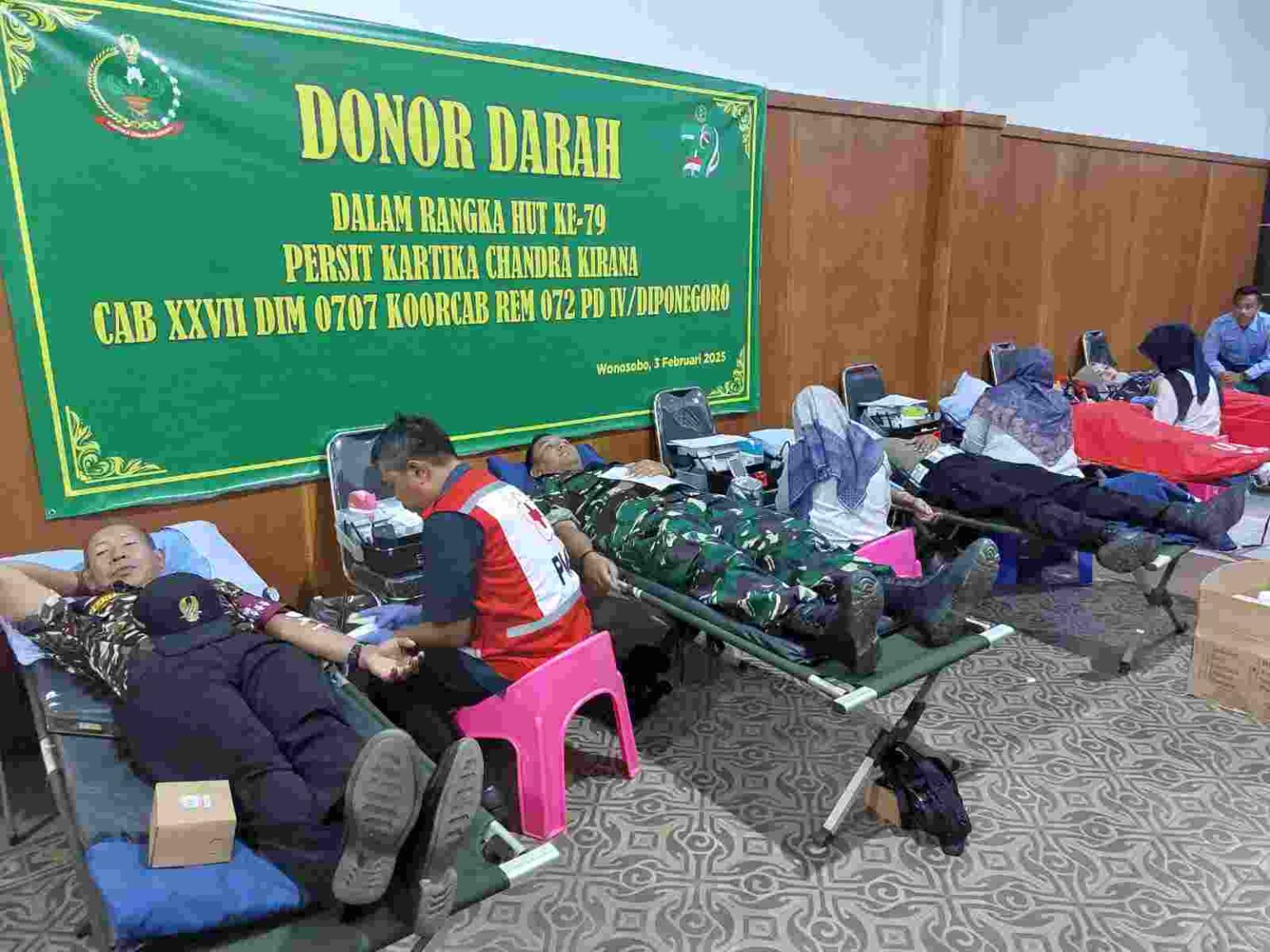 Persit Cabang XXVII Kodim 0707/Wonosobo Gelar Donor Darah dalam Rangka HUT ke-79 Persit Kartika Chandra Kirana